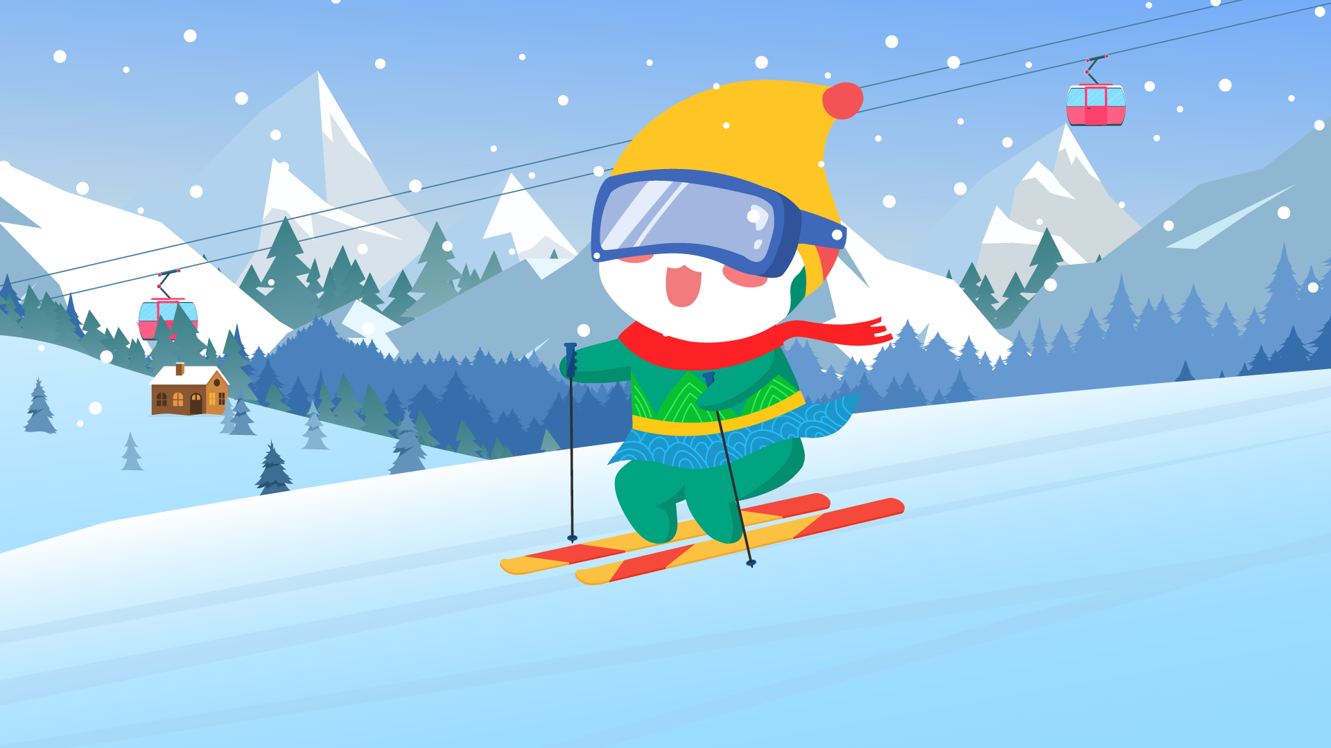 寒假假期生活方式冬令营滑雪卡通人物插画图片-千库网